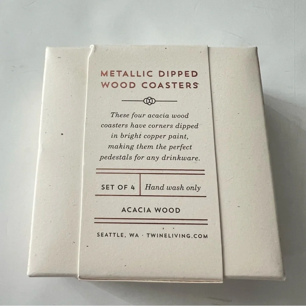 New Old Kentucky Home Metallic Dipped Coaster Set by Twine 4 Pack Wood Copper